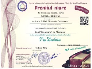 Rezultatele Concursului Internațional de Lectură și Creație